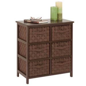 Brown Woven 6-Drawer Storage Chest