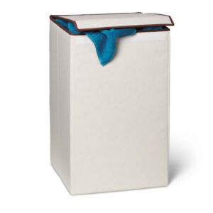 Natural Square Folding Laundry Hamper with Lid
